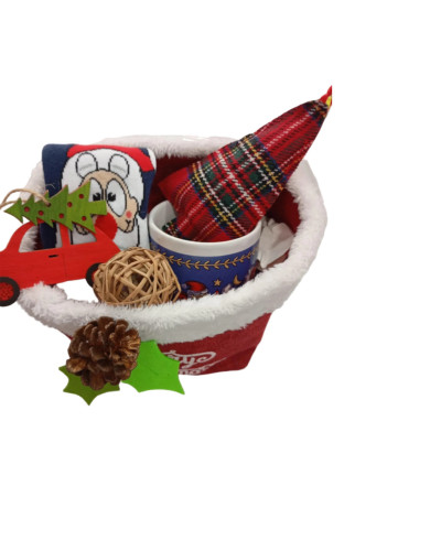Tengda Christmas Gift Set  Μεσαίο καλάθι με 1 τμχ Χριστουγεννιάτικες Κάλτσες, Κούπα  & 2  Κρεμαστα Στολίδια