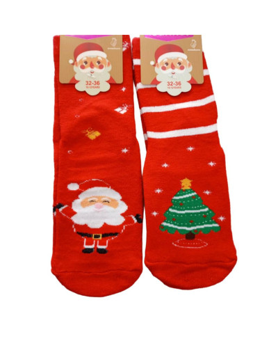 Παιδικές Αντιολισθιτικες Χριστουγεννιάτικες Κάλτσες Σετ 2 τμχ Κόκκινο χρώμα