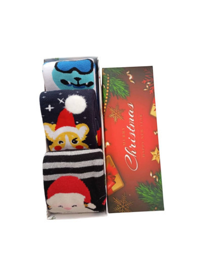 Christmas Socks Gift Box P12 Μακριές Κάλτσες σχέδιο Συσκευασία 3 τμχ