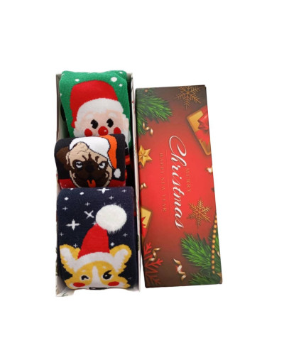 Christmas Socks Gift Box P16 Μακριές Κάλτσες σχέδιο Συσκευασία 3 τμχ