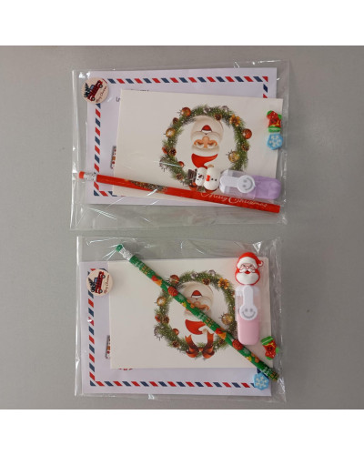 Δωράκι Χριστουγέννων Γράμμα στον Αη Βασίλη, Μολύβι, Μίνι Γόμες & Μαρκαδόρος Υπογραμμισης ( Μεικτά Σχέδια)